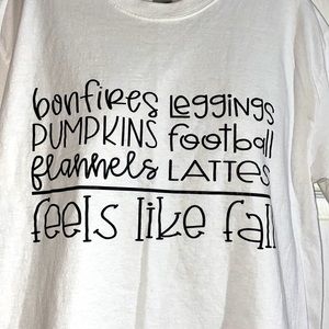 White with black words, Fall tee